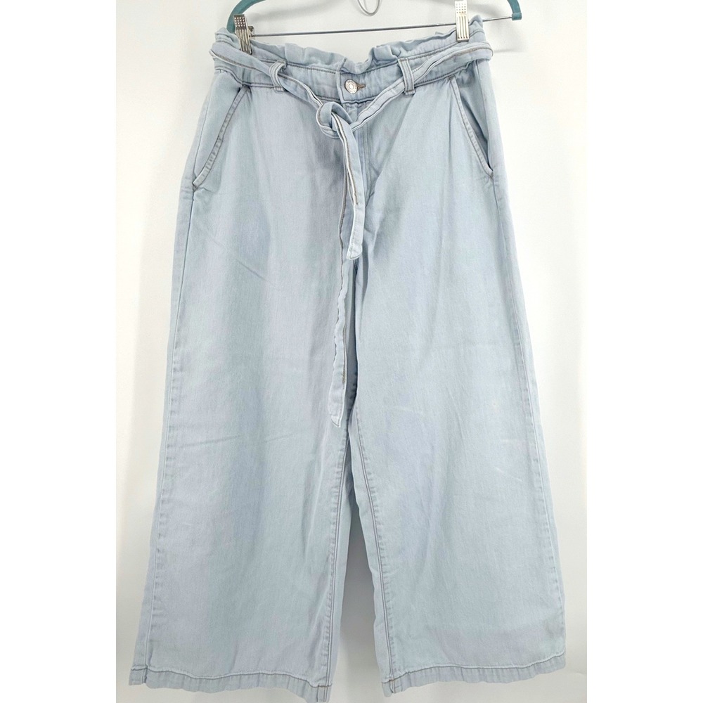 Banana Republic Petite High Rise Wide Leg Jeans Pants Womens 12 Light Wash Denim